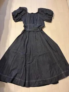 ウィルセレクションダークデニムパフスリーブワンピース