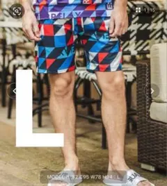 1PIU1UGUALE3 RELAX ショートパンツ　L ブルー　総柄　完売品のサムネイル