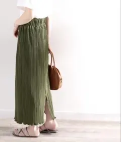 ms+ideal メロープリーツタイトロングスカート カーキのサムネイル