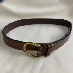 EDWIN レザーベルト　ロゴ刻印　ブラウン　ゴールドバックル