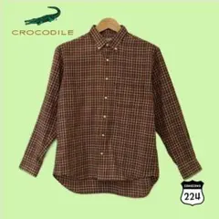 値下 Crocodile ボタンダウンシャツ L チェック 202-0747