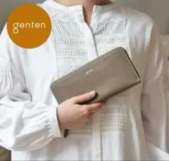 genten ゲンテン ラウンドファスナー 長財布 Piacere グレー