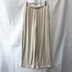 GU リブプルオンパンツ M アイボリー ワイドパンツ イージー ウエストゴム