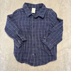 H&M ネイビー チェック柄 シャツ