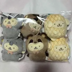 サンリオキャラクターズ　着ぐるみマスコット　ポムポムプリンパイン　コアラ　たぬき