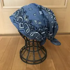 バンダナキャップ ブルーグレー　ペイズリー柄