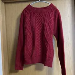 【E hyphen world gallery】長袖ニット レッド 赤 FREE