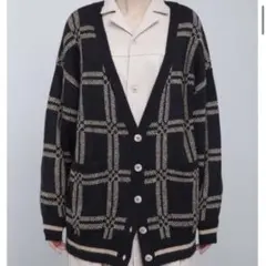 【Nora Lily】オーバーサイズ チェック ニット カーディガン