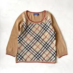 バーバリーブルーレーベル ノバチェックコットン ニット 七分袖 y2k