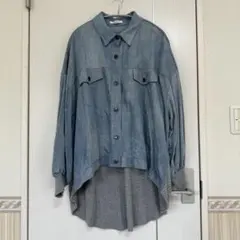 シニカル テンセルデニム シャツ サイドボタン グレー ブラック ロング 