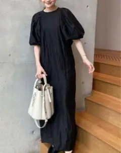 Mila Owen ボリュームスリーブストレートワンピース ミラオーウェン