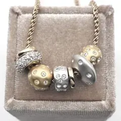 スワロフスキー　ネックレス　ビーチャームド　ミックスビーズ　ゴールド