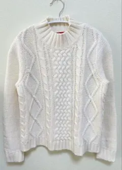 earth music&ecology ケーブル編みニット　ホワイト　F