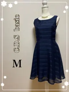 C.D.S basic ネイビーストライプドレス M 結婚式　パーティー