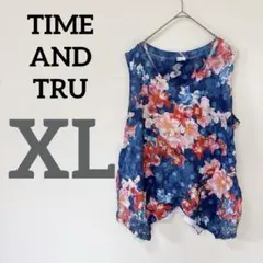 TIME AND TRU 【XL】ノースリーブ タンクトップ 花柄 トップス