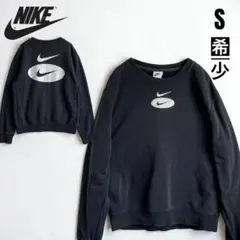 希少 ナイキ　NIKE ビッグロゴ スウェット スウッシュ　刺繍ロゴ　ブラック