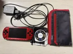 SONY PSP 3000 本体 レッド バッテリー無しACアダプター