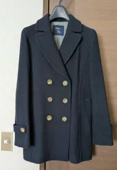 アダム・エ・ロペ　ウール100% ネイビー ダブルブレストピーコート