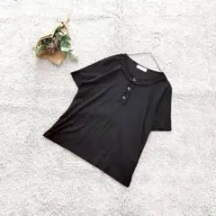 B2034◆リブカットソー/半袖/レース装飾/上品/クルーネック/コットン/ML