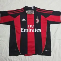 AC Milan adidas シャツ 赤黒 ストライプ