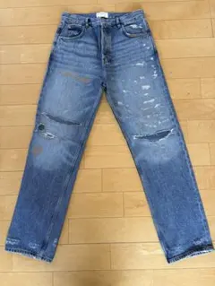 早い者勝ち【希少/完売品】ZARA スタッズ フラワー デニム ワイド 