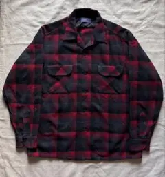 【極美品】50s PENDLETON 開襟 ボードシャツ シャドーチェック 赤黒