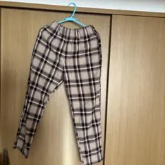 WEGO チェック柄 イージーパンツ ベージュ