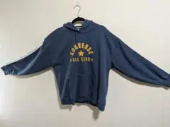 新品　CONVERSE 裏起毛 袖ライン プルパーカー ブルー Lのサムネイル