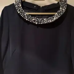 ネイビー ビジュー付き パーティードレス　美品