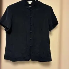 半袖ブラウス 刺繍 チャイナボタン　100％シルク
