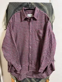 Ralph Eton レッド系チェック 長袖ネルシャツ L