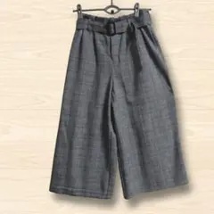 anyFAMエニィファム1Sワイドパンツグレンチェック柄ベルト付き秋冬オンワード
