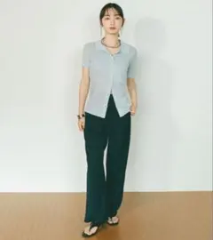 VANNIE U 2WAYアシメスリーブ ポロニット カーディガン