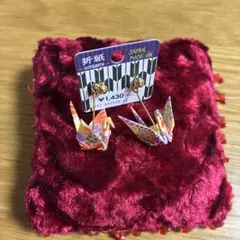 新品未使用　倭物やカヤ　折り紙 鶴 菊 ピアス　日本製　お正月　成人式　和風