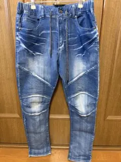 ブルーダメージデニムパンツストレッチ素材SUREVE