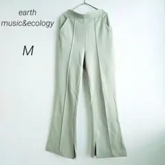 アース ミュージック&エコロジー フレアパンツ M ライトグリーン ゴムウエスト