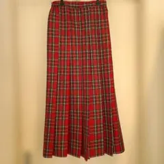 レッド タータンチェックプリーツスカート M