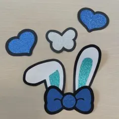 うちわ文字 ネームボード デコパーツ 装飾 うさ耳 ハート リボン 蝶々♡#98