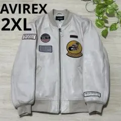 AVIREX 革ジャン　羊革　白　ダメージ加工　2XL