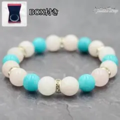 デザインブレスレット ローズクォーツ × アマゾナイト 10mm 天然石