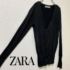 ZARA/ザラ/黒/カーディガン/薄手/Ｖネック/ニット/長袖/無地