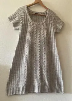 【dada da epatant.美品】ウール混、半袖ロング ニット チュニック