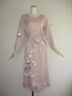 Ｍ～Ｌサイズ　訪問着からの着物リメイクドレスです　着丈１１８cm