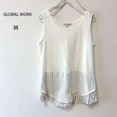 グローバルワーク　タンクトップ　フリル　レイヤード　ノースリーブフリル　M