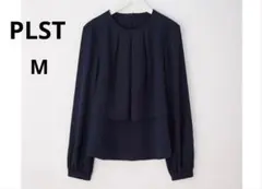 PLST プラステ　ジョーゼットレイヤードブラウス　ネイビー