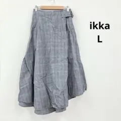 イッカ ikka アシンメトリー フレアスカート L チェック柄 春夏のサムネイル