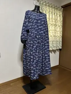 お袖ふっくら七部袖 ワンピース　着物リメイク