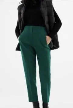 ZARA ハイウエストパンツ XS グリーン