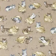♡ コーヒー豆と猫 モカべージュ ♡１１０㎝×５０㎝ 綿麻キャンバス