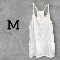 サロペット 【M】ホワイト 白 キャミ ボトムス ポケット